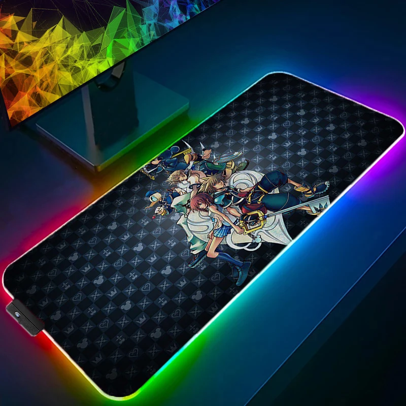 RGB Large Anime Kingdom Hearts Mousepad Laptop Gaming Accessories Desktop Protection Pad 900x400 LED Backlight Keyboard 10 - Kingdom Hearts Shop