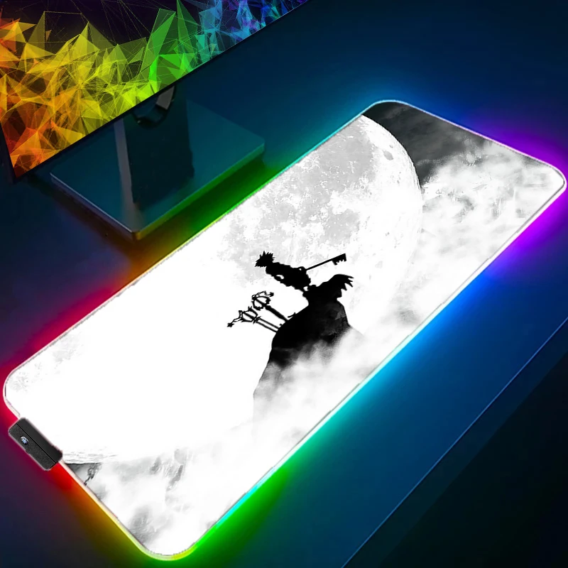 RGB Large Anime Kingdom Hearts Mousepad Laptop Gaming Accessories Desktop Protection Pad 900x400 LED Backlight Keyboard 2 - Kingdom Hearts Shop