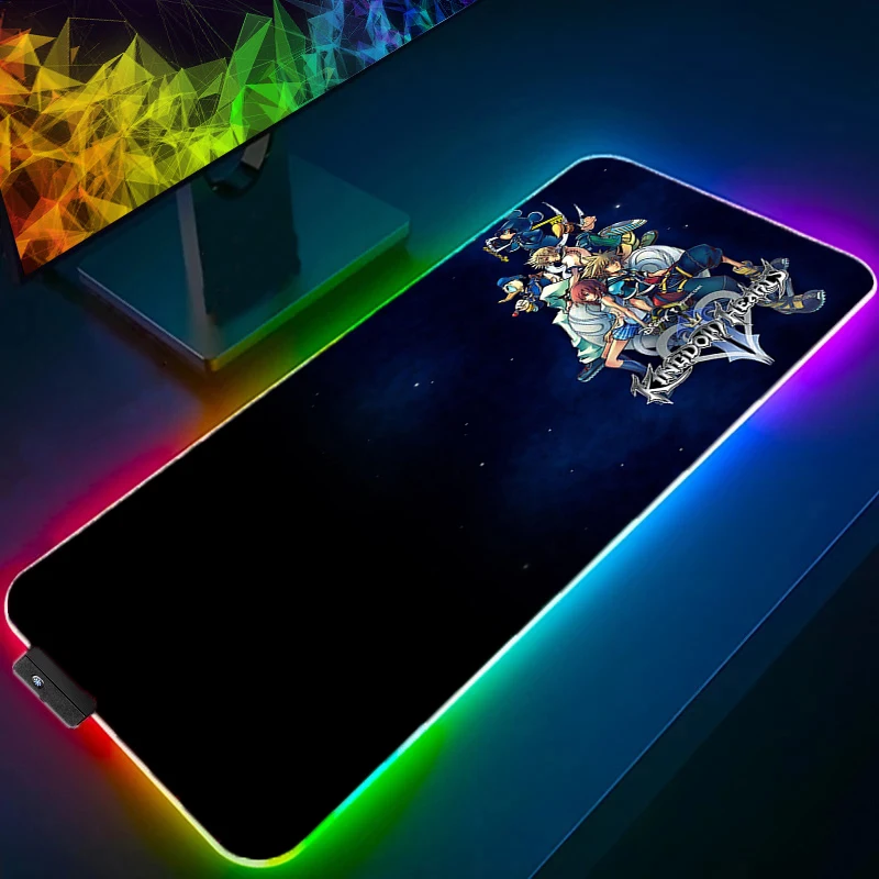 RGB Large Anime Kingdom Hearts Mousepad Laptop Gaming Accessories Desktop Protection Pad 900x400 LED Backlight Keyboard 6 - Kingdom Hearts Shop